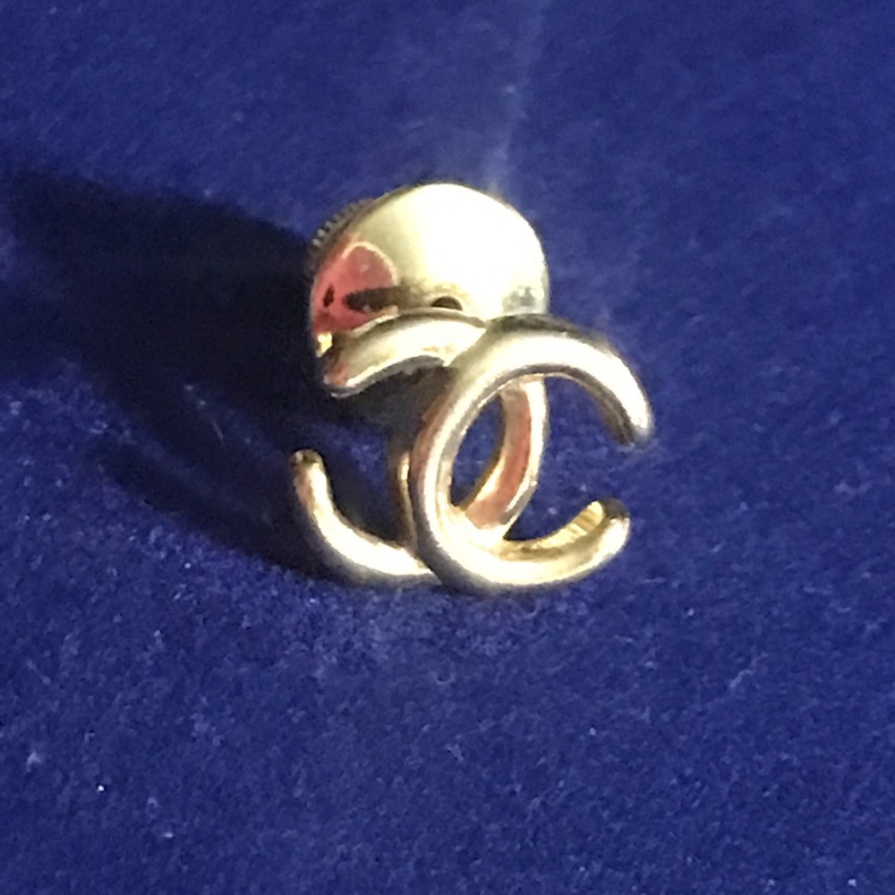 Vintage CHANEL tie tack lapel pin gold men’s jewelry